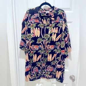 The Disney Catalog Hawaiian Shirt Mickey Surfboard VINTAGE vtg button down